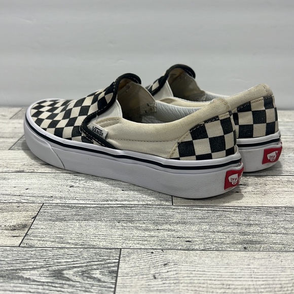 Vans Classic Unisex Size 4.5 US Slip On Checkerboard Canvas White Black Shoes - Picture 6 of 16